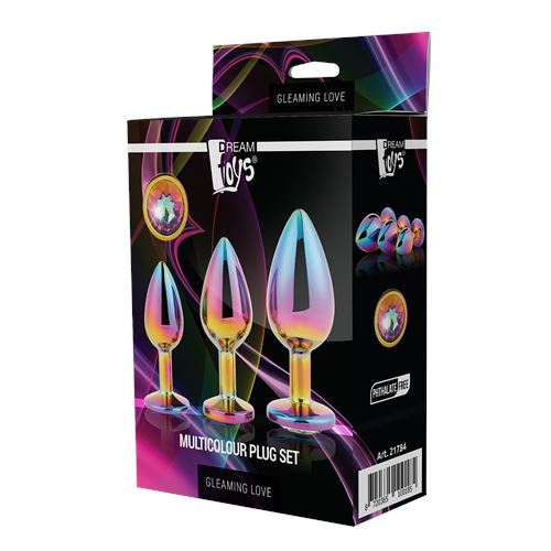 dream-toys---gleaming-love---aluminium-buttplug-set-met-siersteen---3-stuks