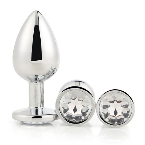 dream-toys---gleaming-love---aluminium-buttplug-set-met-siersteen---3-stuks