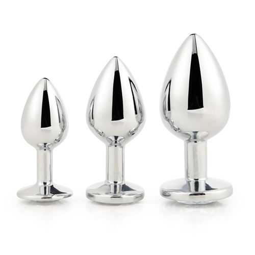 dream-toys---gleaming-love---aluminium-buttplug-set-met-siersteen---3-stuks