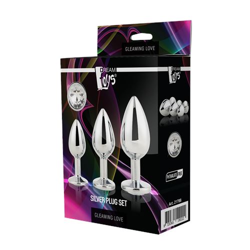 dream-toys---gleaming-love---aluminium-buttplug-set-met-siersteen---3-stuks