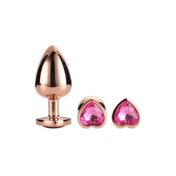 Aluminium buttplug set met siersteen - 3 stuks (Roségoud)