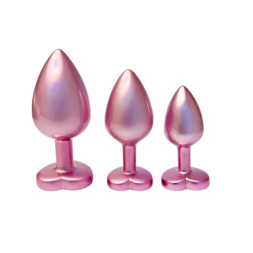 dream-toys---gleaming-love---aluminium-buttplug-set-met-siersteen---3-stuks