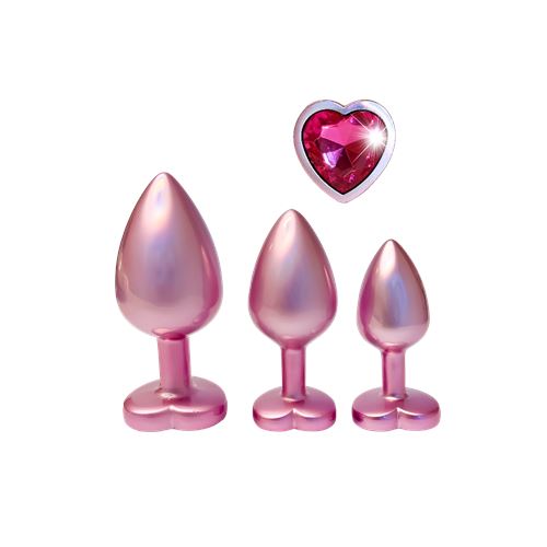 dream-toys---gleaming-love---aluminium-buttplug-set-met-siersteen---3-stuks