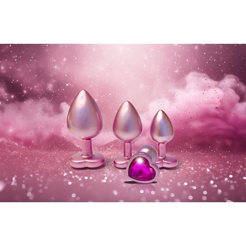 dream-toys---gleaming-love---aluminium-buttplug-set-met-siersteen---3-stuks