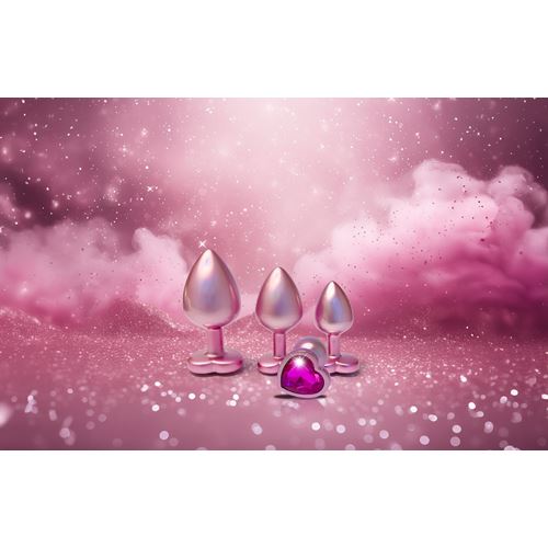 dream-toys---gleaming-love---aluminium-buttplug-set-met-siersteen---3-stuks