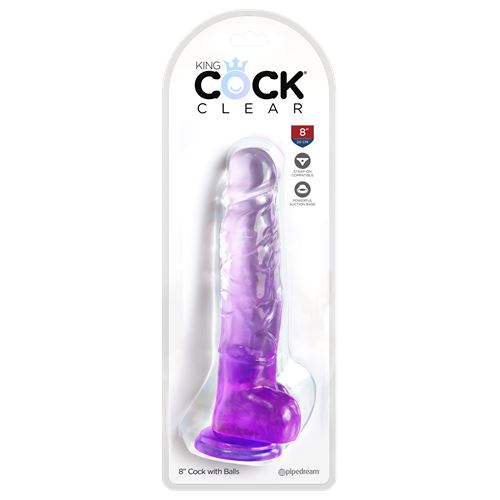 king-cock-clear-8-inch-cock-with-balls-purple