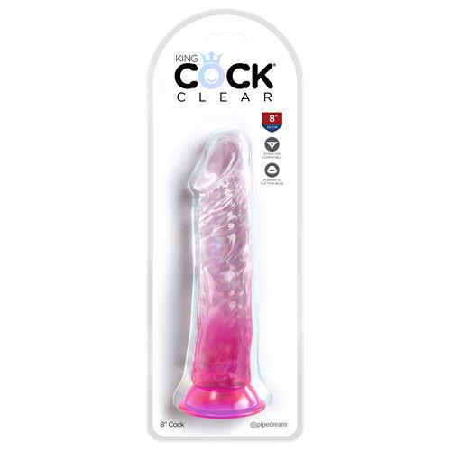 king-cock-clear-8-inch-pink