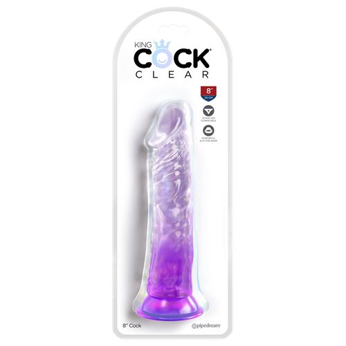 king-cock-clear-8-inch-purple