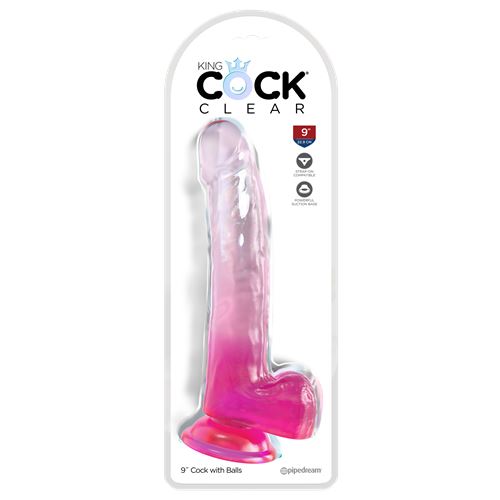 king-cock-clear-9-inch-cock-with-balls-pink