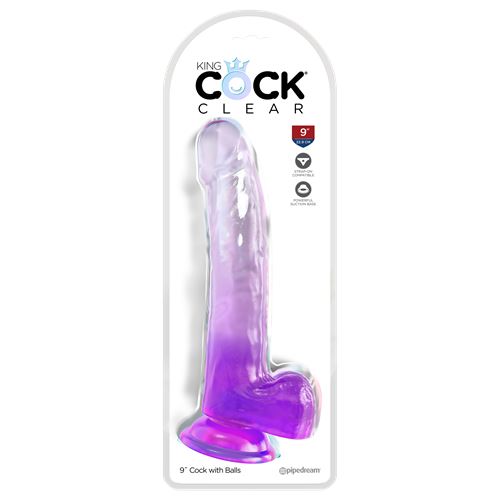 king-cock-clear-9-inch-cock-with-balls-purple