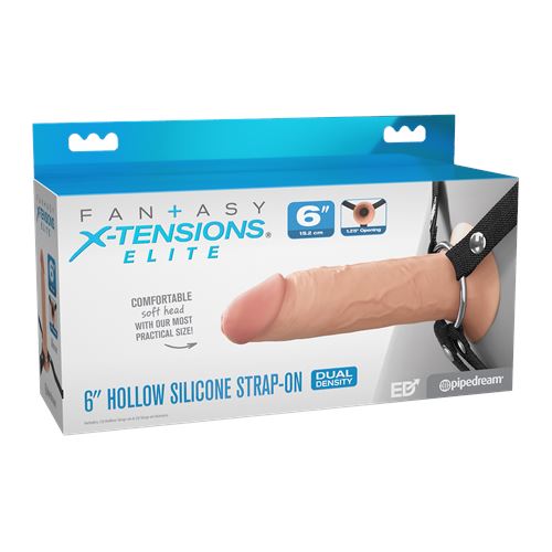 fantasy-x-tensions-elite-6-silicone-hollow-strap-on---dual-density---light