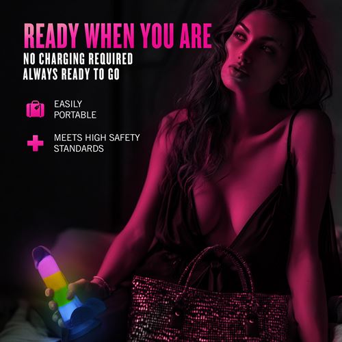neo-elite-glow-in-the-dark-rainbow-rave-6.5-inch-silicone-dual-density-dildo-multicolored